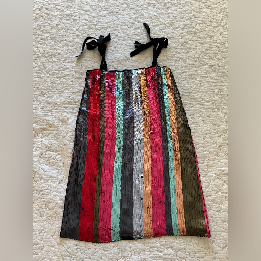 Tanya Taylor Sequin Stripe Erykah Dress with Tie Size 2 - Picture 3 of 11